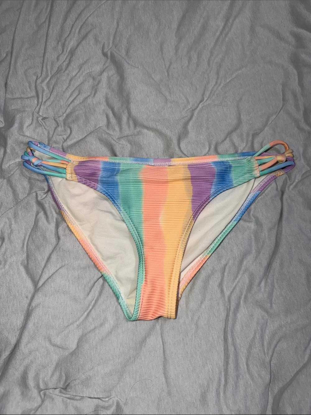Eidon Women's Rainbow Striped Bikini Bottom - Multicolor